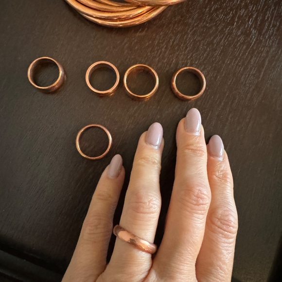 Assortment of Copper Jewelry Rings Sizes 6-8 and Roll Bangle - Picture 2 of 5